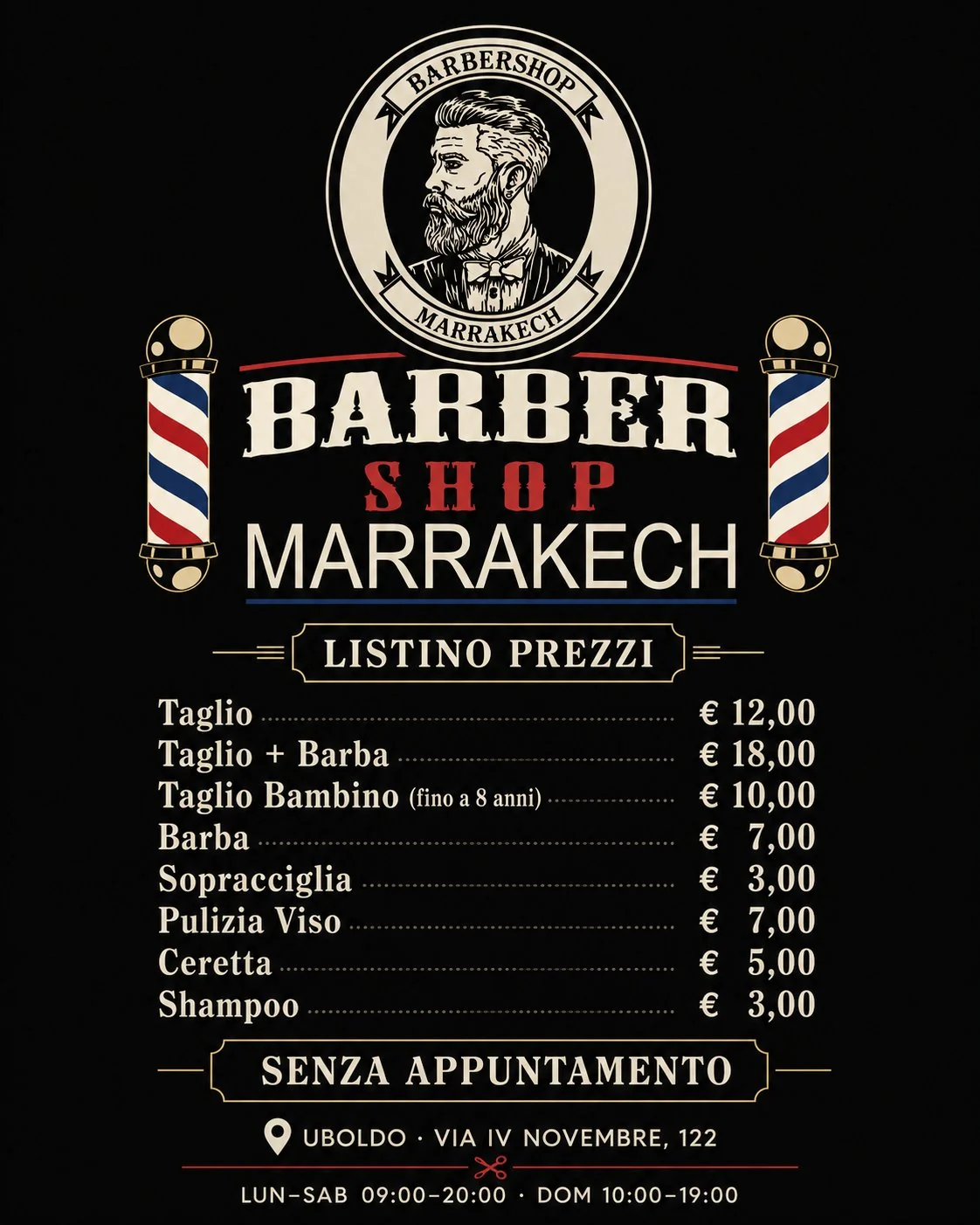 Listino Prezzi Barber Shop Marrakech